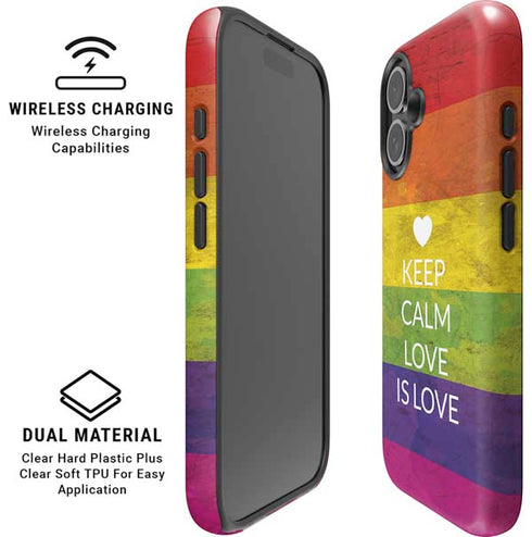 Keep Calm Love Is Love iPhone 16 Plus Magsafe Impact Case